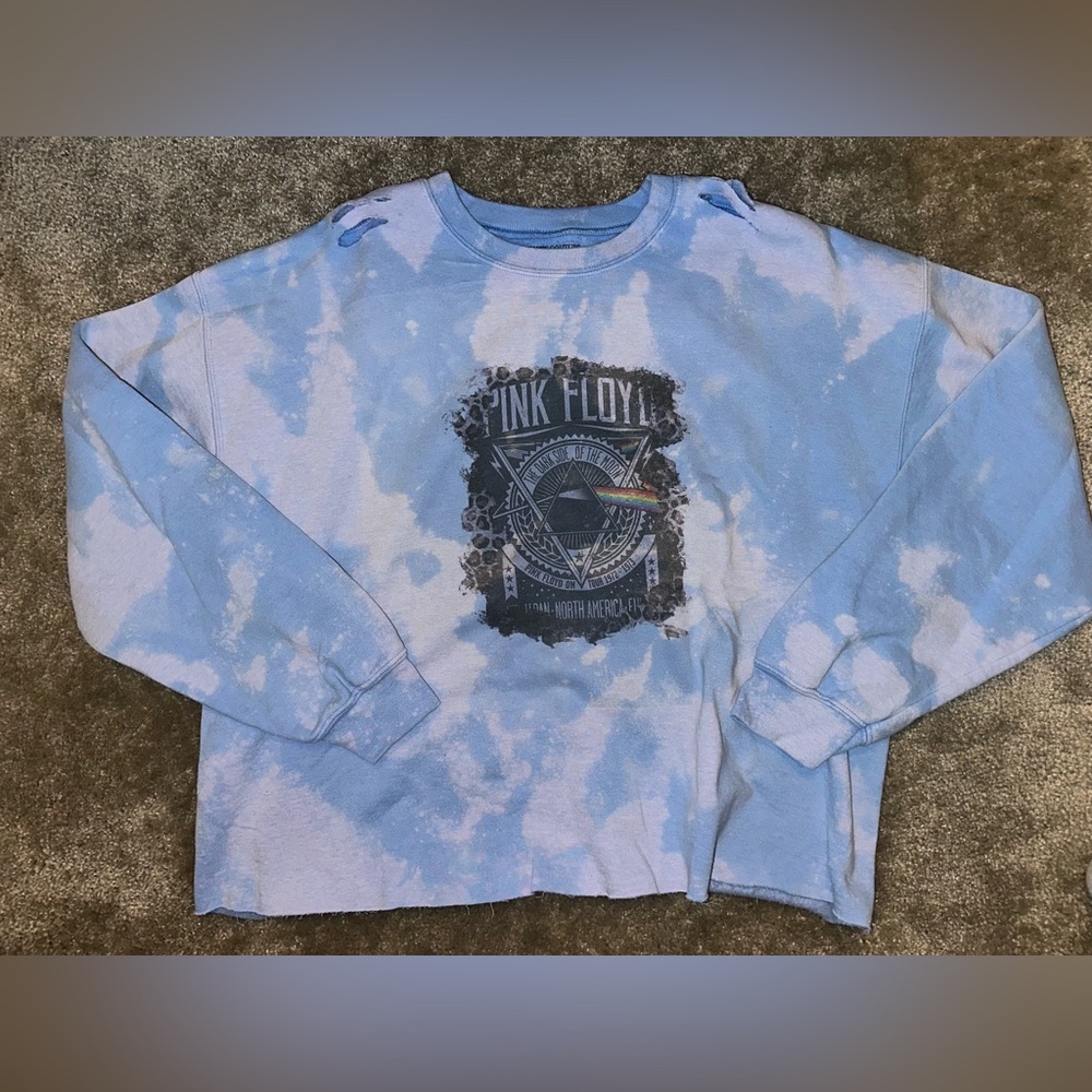 Pink Floyd Graphic Oversized Cropped Sweatshirt